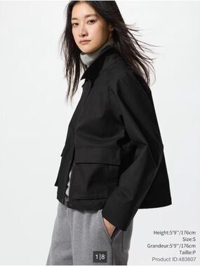 Uniqlo Black Utility Jacket with Flap Pockets
